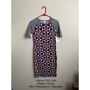 Lularoe XXS Geometric Julia Raglan Dress